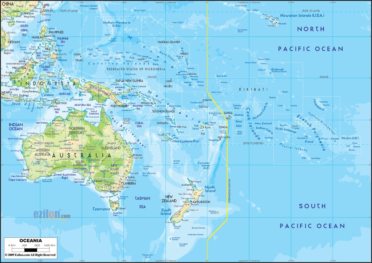 Australia Islas Mapa Mapa De Australia Islas Nueva Zelanda Y   Australia Islas Mapa 