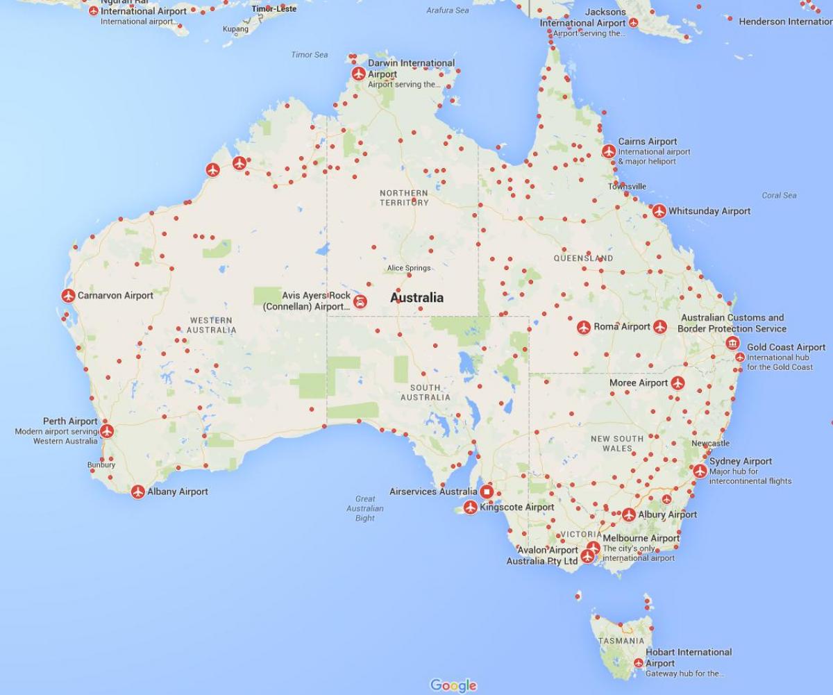 aeropuertos de australia mapa Aeropuertos de australia mapa   Mapa de los aeropuertos de 