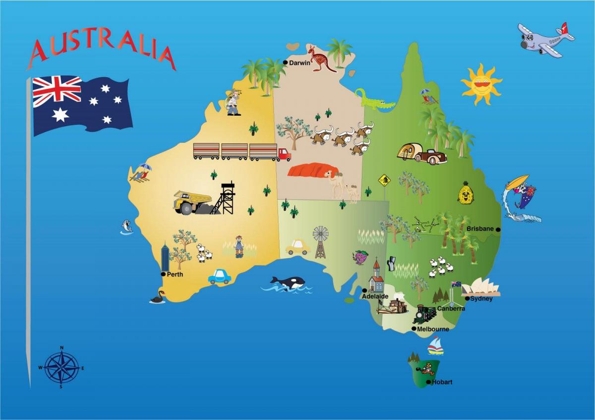 Mapa de Australia lugares de interés turístico