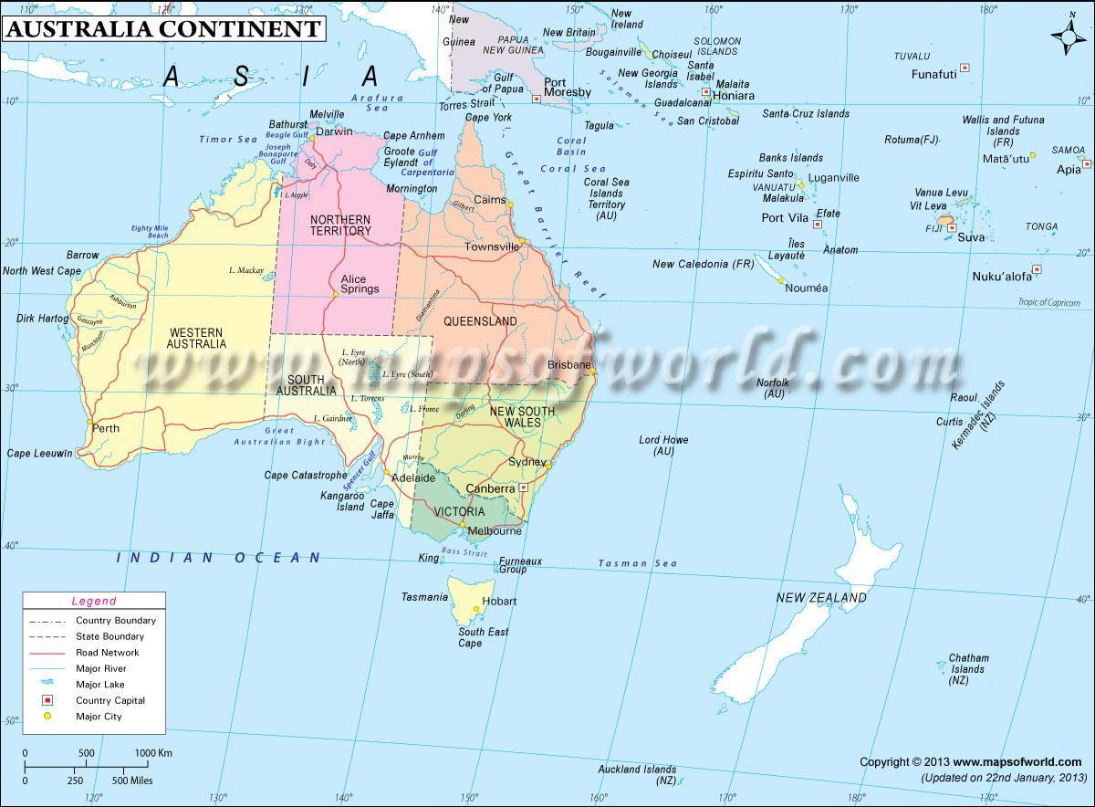 mapa de Australia continente