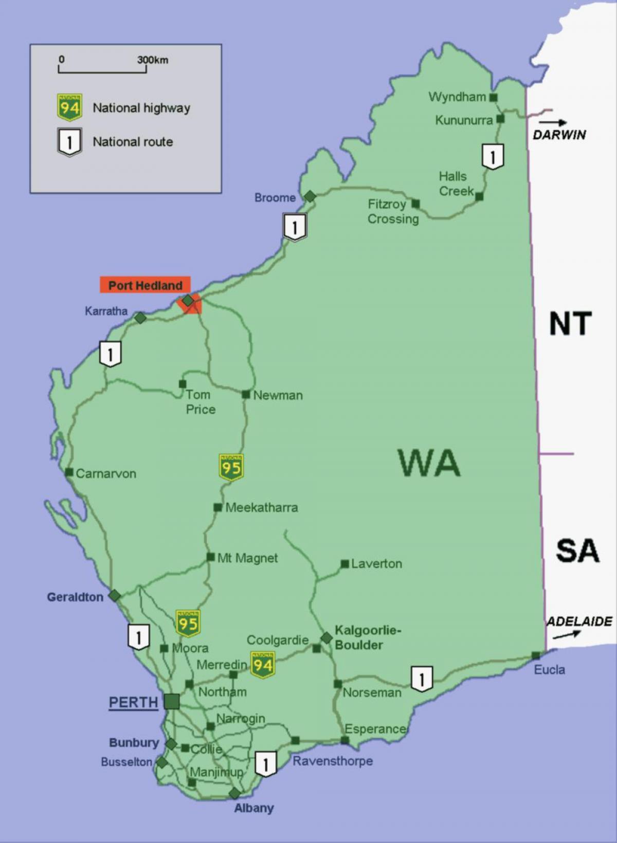 Mapa de Australia Puertos