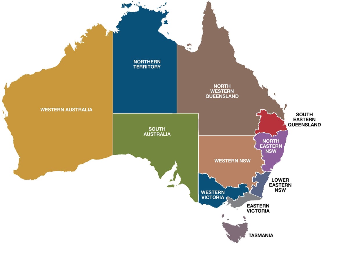mapa de Australia regiones