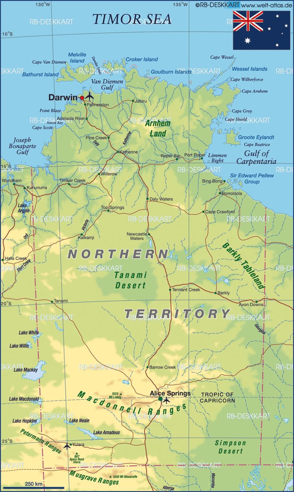 mapa del norte de Australia