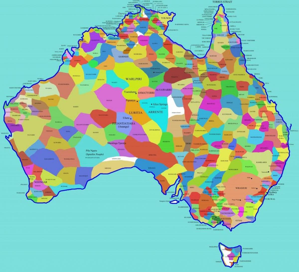 mapa de los indígenas de Australia