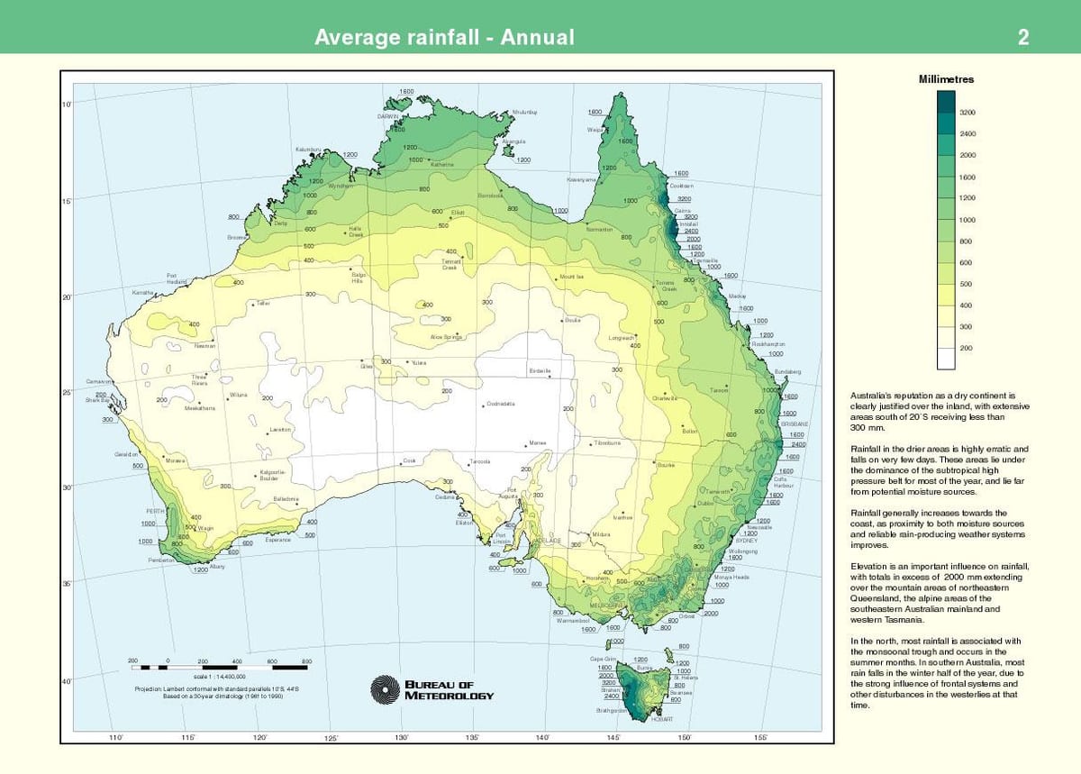 Australia lluvia mapa