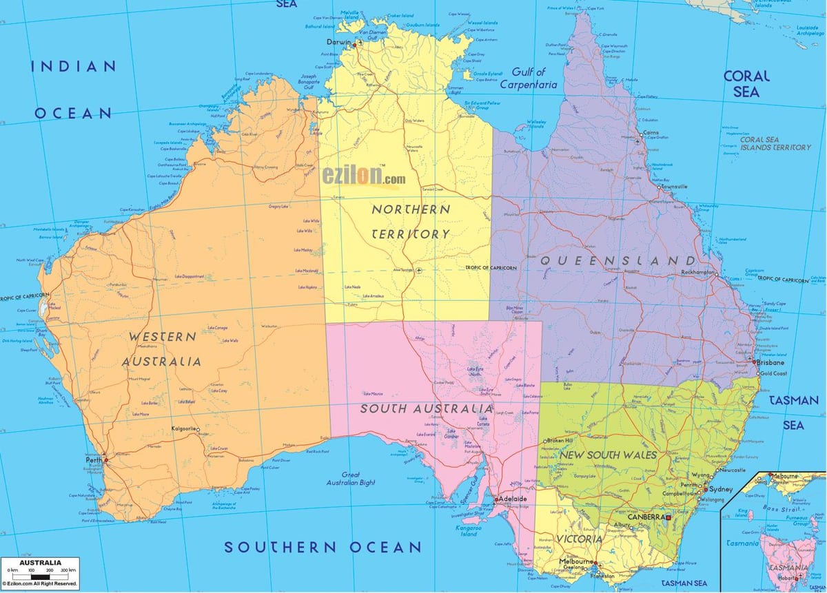 mapa de Australia hd
