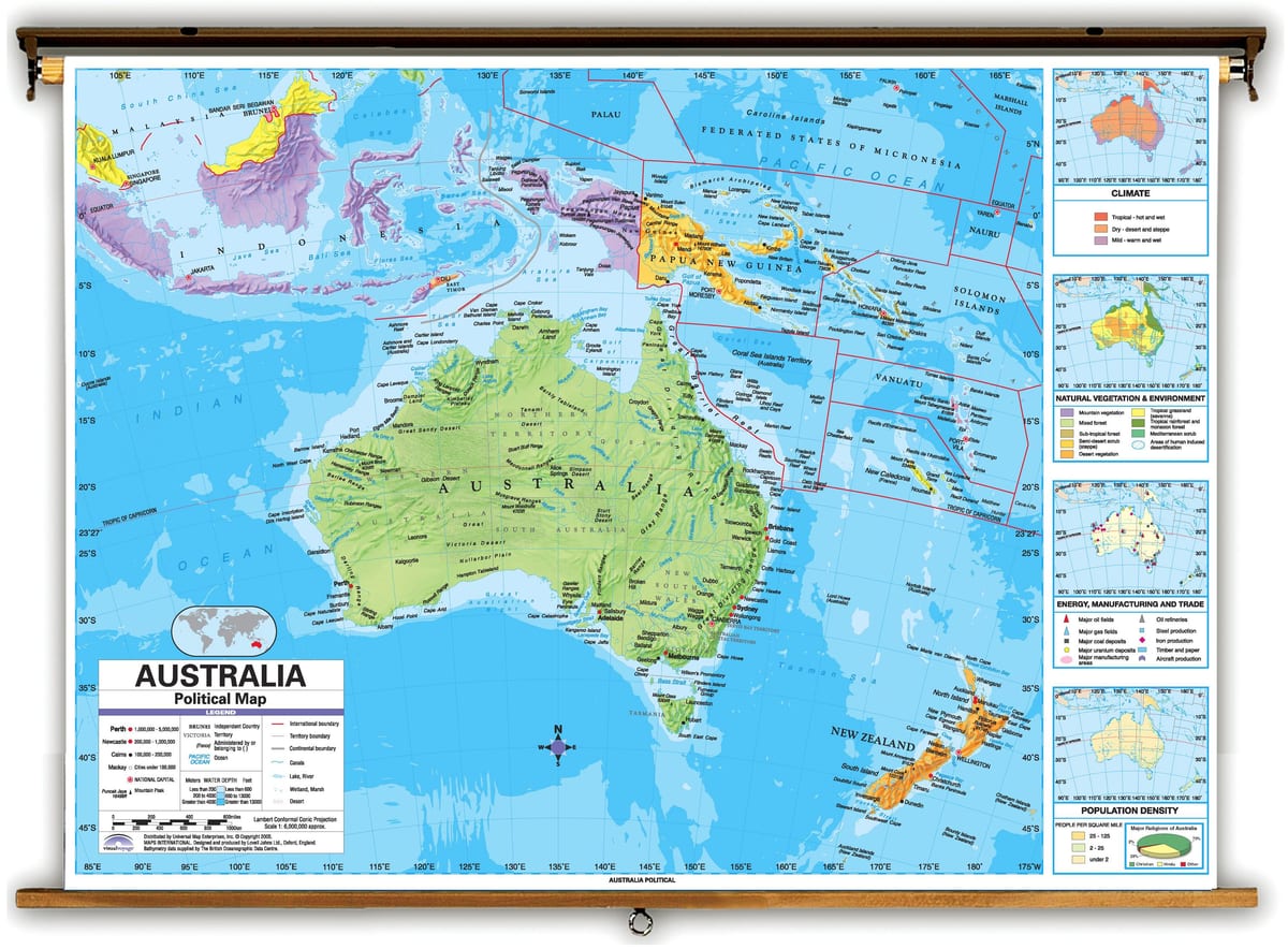 Australia y los países vecinos mapa