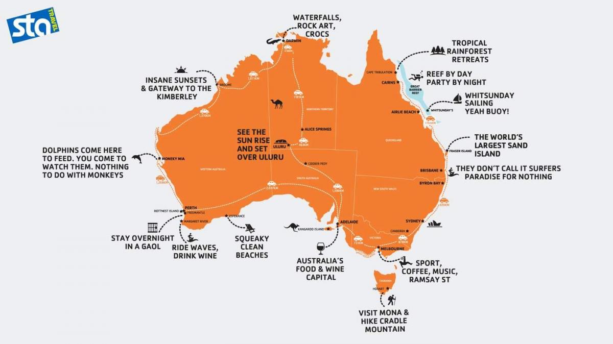 mapa de Australia playa