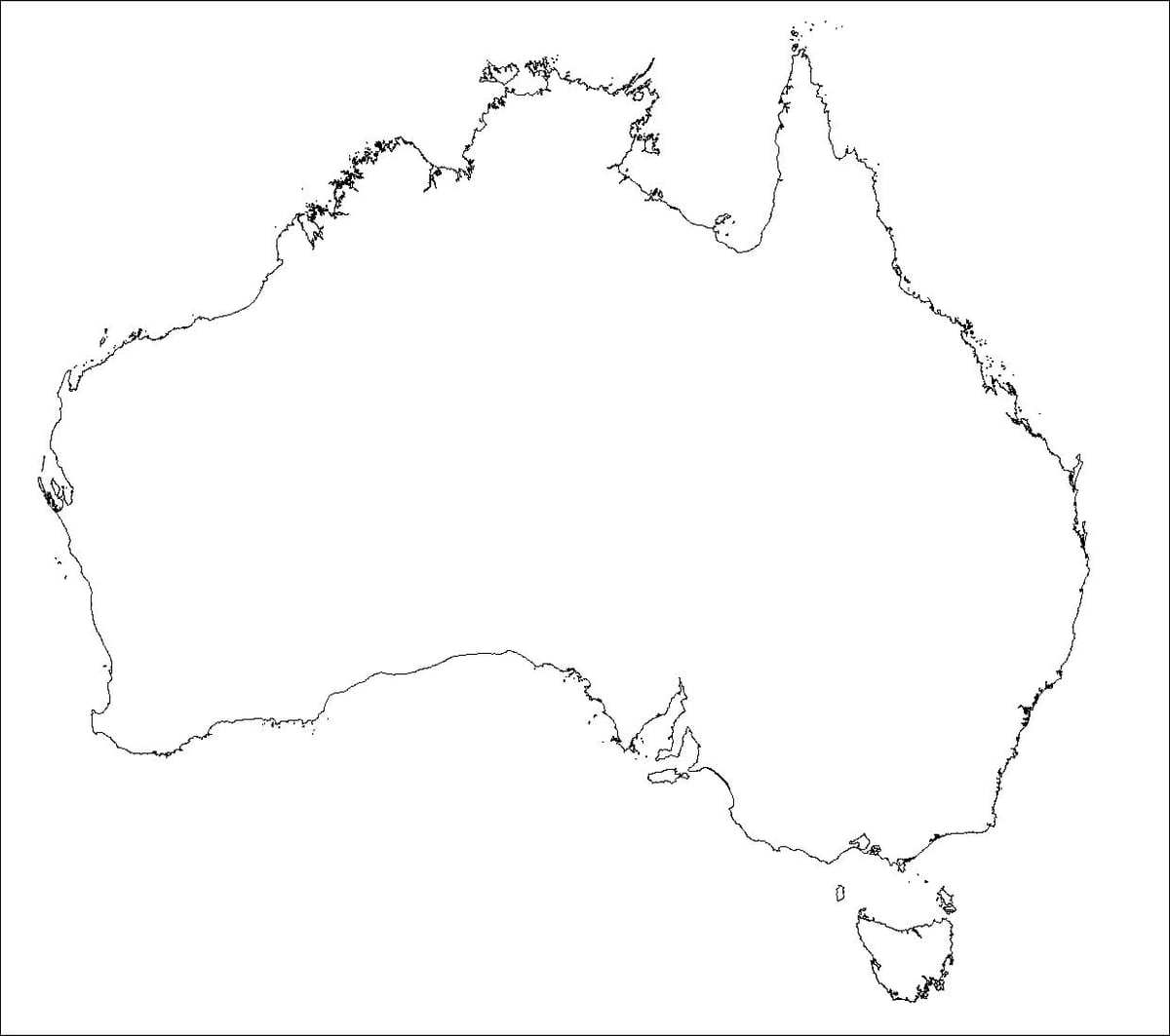 Australia mapa en blanco