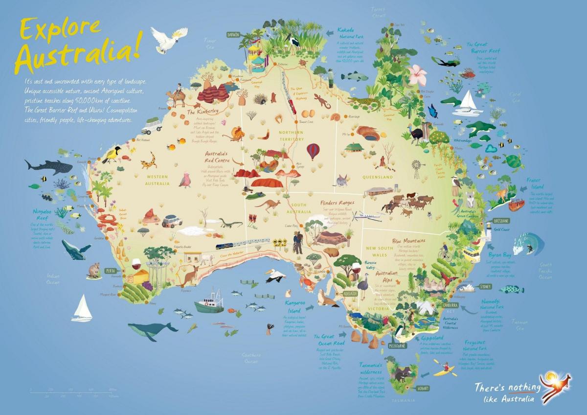 mapa turístico de Australia