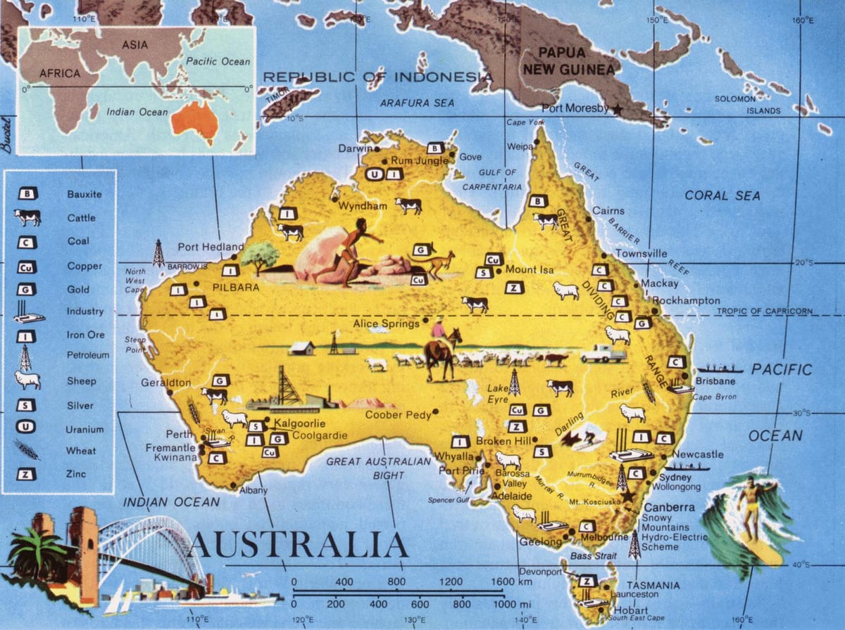 mapa de recursos de Australia