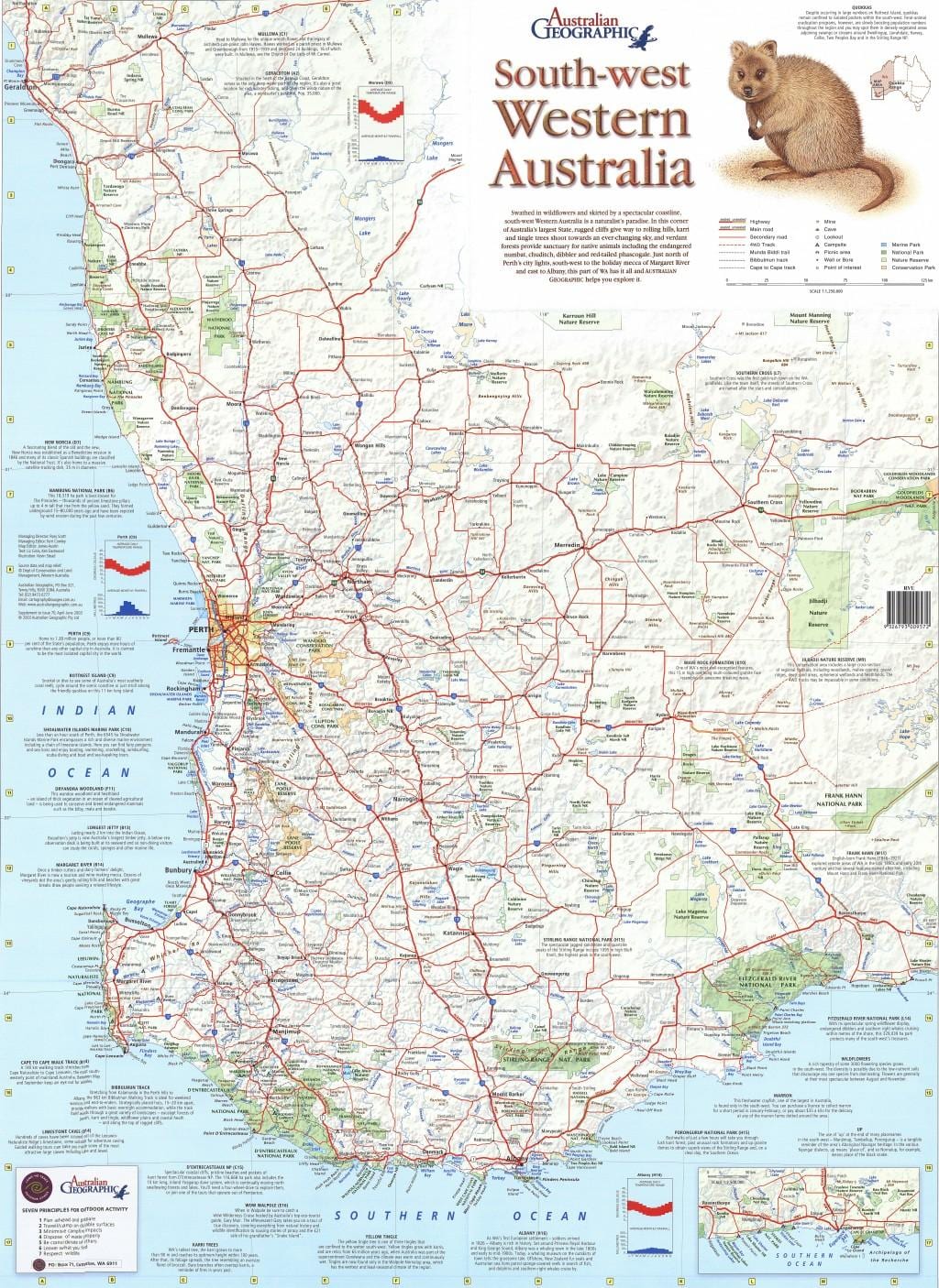 mapa del sur de Australia occidental