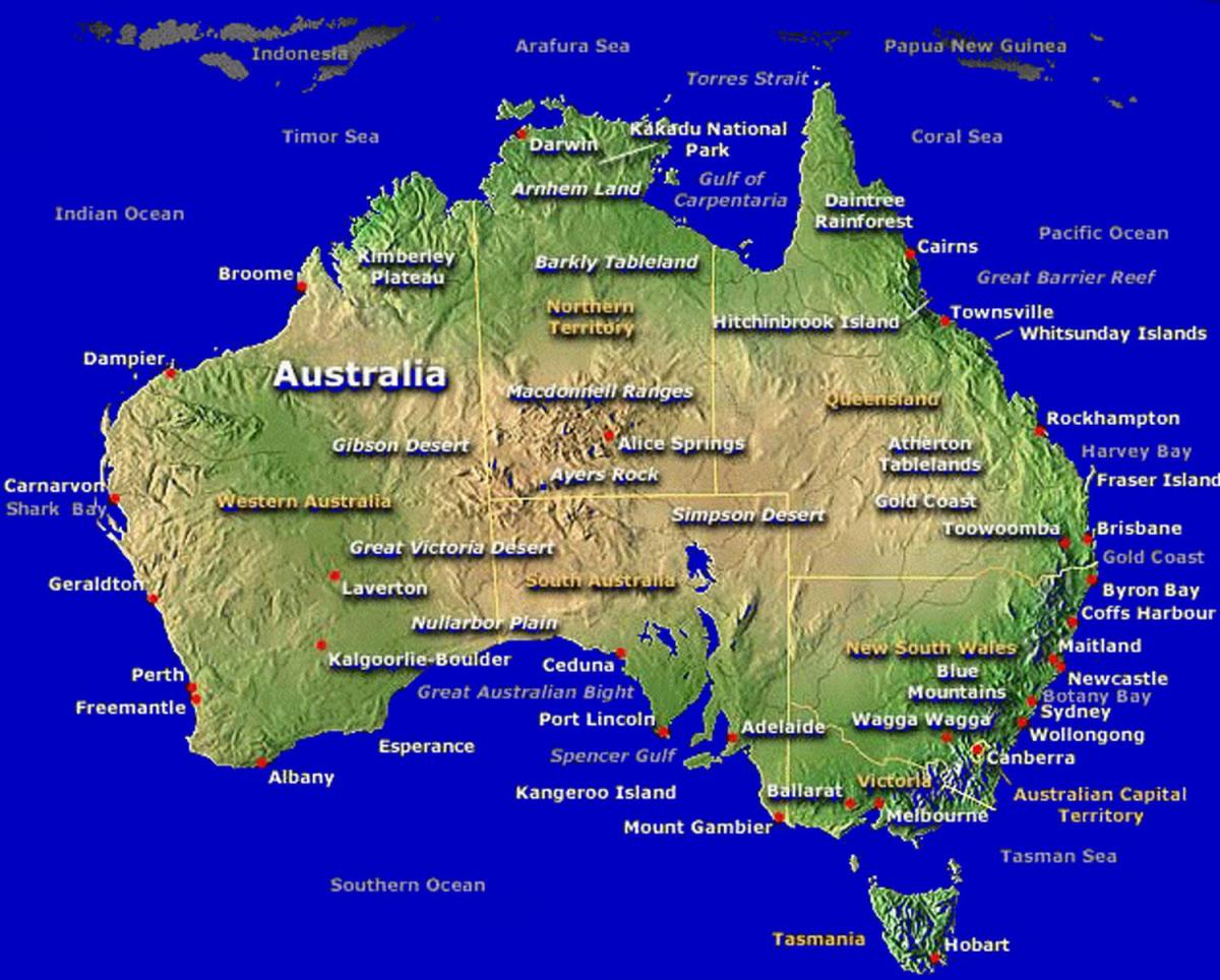 mapa de mapa de Australia
