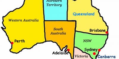 Mapa de Australia con los estados