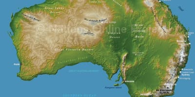 Mapa de elevación de Australia