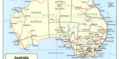 Mapa de Australia océanos
