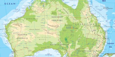 Un mapa físico de Australia