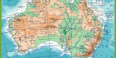 Mapa de Australia con montañas