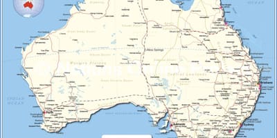 Mapa de Australia con ciudades