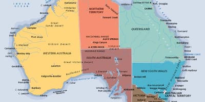 La etiqueta de mapa de Australia
