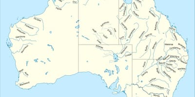 Los ríos en el mapa de Australia