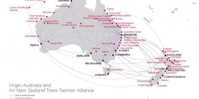 Mapa de virgin Australia vuelo